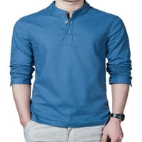 Avamo Men T majice Dugme Down Bluza Majica Čvrsta boja Muški redovni fit pulover TOP FINDS TEMIM BLUE