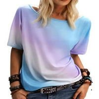 Eleluny Women s kratkim rukavima majica majica Ležerne prilike za bluzu plus veličina 02BLUE S