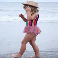 Coduop Toddler Baby Girl Rainbow Striped kupaći kostim jednodijelni bikini kupaći kostim 1- godina