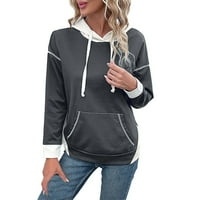 HFolob dukserica za žene ženska dukserica s kapuljačom vintage boja blok patchwork hoodie sa džepnim