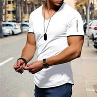 Muška ljetna modna casual čvrsta boja ubode patentni zatvarač džepni majica kratki rukav košulja top
