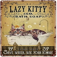 Lazy Kitty Bath sapuni Retro metalni znak Vintage kreativnost Prijavite se za plake Poster Kafe Zidno