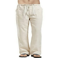 WRCNOTE MENI DNOSI Čvrste pantalone u boji Elastične struke Hlače Ljeto casual Loungewear Drawstring