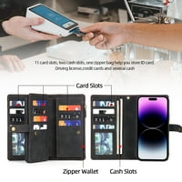 za iPhone Pro multifunkcionalni futrolu novčanika, PU kože velike karte za karticu Kaiš Novčani džepovi