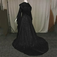 Ženska vintage haljina s kapuljačom Gothic Punk stil flared dugih rukava Crisscross čipke kravata Trgovi vrat duhovi maxi haljine