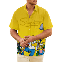 FNNYKO muškarci i dječaci Havajska majica Simpsons ispisani casual majica kratkih rukava dolje na havajsku