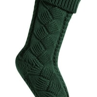 Štetno božićne čarape sa čvrstim bojama pletena božićna čarapa svečana bombonska torba zelena