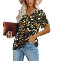 Žene Boho Hawaii Style 3D Print Thirts Bluza Slobodno vrijeme V izrez Kratki rukav Košulja za čišćenje