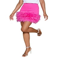 DCoolmoogl Ženska visoka struka plišana perjanska mini suknja Ljetna zabava Bodycon kratka suknja