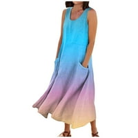 Ljetne haljine za žene Žene Striped sunčane haljine za odmor na plaži Boho dress džepovi Svi meča pokloni