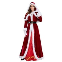 Božićne haljine Ženska čišćenje Žena Trendy Solid Fleceless Božićna haljina Zlatna Trim Print Santa