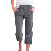 Viikei teretne hlače Žene posteljine za žene Ljetne hlače za žene za žene Moda Žene Ležerne prilike elastične labave hlače Ravne hlače sa džepom