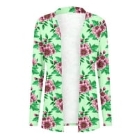 Kardigani za žene, modna cvjetna minjska jakna s dugim rukavima Top Fall Cardigani za žene zelena veličina XL
