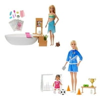 Lian Lifestyle Toys Bundle, lutka za kupanje i playset s plavuša lutka + skiper babysitsincc