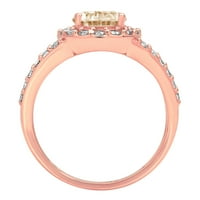 2. CT sjajan ovalni rezan čist simulirani dijamant 18k Rose Gold Halo Pasijans sa accentima prsten sz 6
