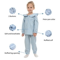MUD Kingdom Baby pidžama za djevojke Dječje odjeće za odjeću Dugme Down Lattice Peter Pan ovratnik za