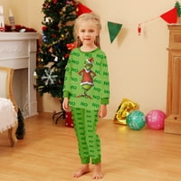 Smiješni obiteljski božićni komplet za slanje, pidžama za žene Mekani božićno nenonovo zeleno čudovište Santa sa božićnim šeširom