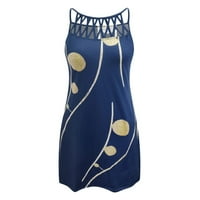 Ležerne prilike za ljetne haljine Polufalne juniorske haljine A-line visoke niske bez rukava tamno plavi xxxxl