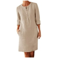 Ljetne haljine za žene SOLD okrugli izrez Shift iznad koljena Jednostavna haljina smeđa XL