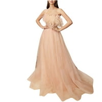 Zunfeo maturalne haljine za žensko-morska haljina jesen morska haljina haljina ovratnik za kosu Sequin Off-ramena mrežaste vjenčanice haljina ružičasta xl