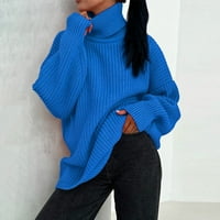 Ženski džemperi Ženski prevelizirani džemper Casual Fall Turtleneck LOGE rukav labav rebrasti pleteni
