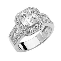 Jewels 14k Bijelo zlato Kubična cirkonija CZ Zaručničke prstene veličine 6.5