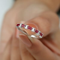 Ruby Polu vječni prsten s dijamantom za žene - 1. CT - AAA ocjena, 14k bijelo zlato, SAD 5,00