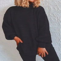Ženska labava ruga ruganog proreza kabela pletene džemper prevelizirani pletiv pulover