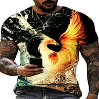 Rejlun Muške vrhove Phoeni Print Majica Crew Crt Majica Slim Fit Bluza Comfy Work T majice Claret 4xL