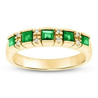 0. CTW od dijamanata i smaragda vjenčanica, 14k bijelo zlato - veličine 6