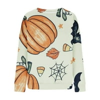 Halloween Graphic Crewneck Dukserica za ženske majice s dugim rukavima, pulover pulover Tee, ležerni