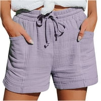 Žene plus veličine kratkih kratkih boja Boho ruffle kratki hlače za hlače elastične ljetne hlače za