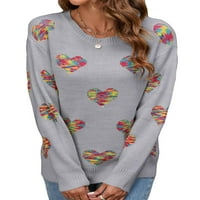 Glookwis Žene dugih rukava Pleteni džemperi pleteni džemper na vrhu okruglog ovratnika Ležerni pulover
