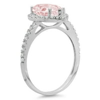 2.38ct kruška ružičasti simulirani dijamant 14k Bijelo zlato Graviranje Izjava bridalne godišnjice Angažovanje vjenčanog halo prstena veličine 10