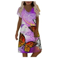 Ljetne haljine za prodaju za žene plus veličine kratkih rukava za tisak cvjetnog uzorka V-izrez Maxi