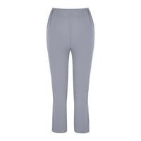 Pgeraug ženske hlače pantalone sa čvrstim džepom struka labave pantalone labave pantalone za žene Grey
