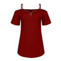 Fsqjgq majice s dugim rukavima za ženske modne plus veličine za žene Dressy ljetni vitak Slim V izrez