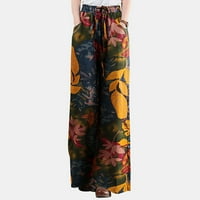 Yuwull Ljetne pantalone za žene Trendy Flowy Hlače Žene Ležerne prilike za cvijeće Boho hlače Palazzo