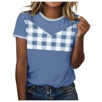 Ženska košulja za vrat za posade Ladielattice Print kratki rukav casual moda za s bluza 2xl