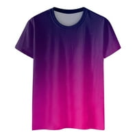 Clearsance Ljeto vrhovi Crew vrat Ženska bluza Ležerne prilikesne bluze kratki rukav moda, vruća ružičasta,