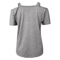 Ljetni vrhovi za žene plus veličine sa ramena Sparkly patchwork V izrez T-majice kratkih rukava Bluze
