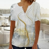 Majica sa Caveitl, Žene, Ženski ljetni V-izrez Print Casual Loose Top Short rukav bluza s kratkim rukavima,