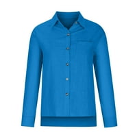 Žene pune boje dolje majice V izrez labava bluza Longt rukav casual radne tunike vrhovi sa džepom hot8sl4486973