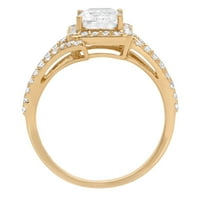 2.1ct smaragd Clear Clear Moissine 14k žuti zlatni godišnjica Angažovanje halo prstena veličine 9.25