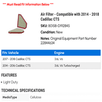 Zračni filter - kompatibilan sa - Cadillac CTS 2017