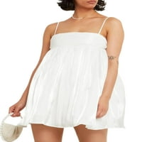 Ženska ljetna kratka haljina s kratkim rezom bijela haljina bez rukava Cami haljina labava haljina s dekorom
