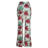 Proljetna ljetna moda Print široke noge Hlače Žene Casual Vintage Bowing Tie Up up džepni pantalone