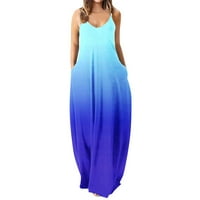 Ženske haljine Žene Long Maxi haljina V izrez Labavi bez rukava Gradijentne haljine Boho Beach Sundress