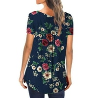 Ženski gumb za vrat za vrat dolje majice kratki rukav casual bluze Ljetni vrhovi