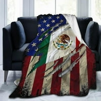 Nosbei američka zastava sa meksičkom zastavom bacajte pokrivač lagane flankene fleese prekrivene tople